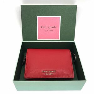 【23109】kate spade ケイトスペード 折りたたみ財布 二つ折り 小銭入れ コインケース ウォレット レザー レッド 中古 レターパックプラス