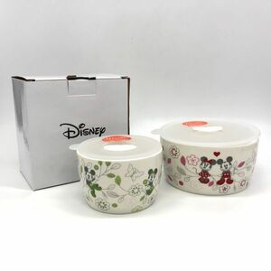 【23280】Disney ディズニー レンジパック 2個セット レンジ容器 保存容器 前畑陶器 電子レンジOK 陶磁器 食器 経年保管品 梱包60サイズ