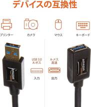 新品 Amazonベーシック USB3.0延長ケーブル プリンター用 3.0m（タイプAオス - タイプAメス）ブラック 192233027555_画像3