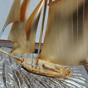 レトロ 帆船 置物 ガラスケース 27×17×25cm ヨット ヴィンテージの画像6