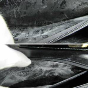 ヴィンテージ シャイニング クロコダイル 本革レザー ハンドバッグ ワニ革 28cm フォーマル ターンロック 外観美品 内側ベタ剥がれの画像10