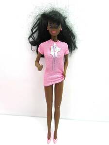  Vintage Mattel company Barbie black Barbie black person black . girl pink One-piece doll 1987 year 1966 year Malaysia made 