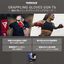 送料無料 新品 RDX オープンフィンガーグローブ ブルー Mサイズ パウンドグローブ EMMAA認定 グラップリンググローブ 総合格闘技 MMA B089_画像3
