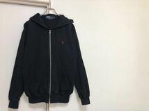 90sヴィンテージ RALPH LAUREN ラルフローレン無地ブラック黒ジップパーカーフーディsize M_画像1