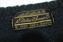 C0088：80s vintage eddie bauer ノルディックニット エディバウアー セーター ニット 緑 白 ウールニット メンズ _画像8