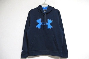 C0089：UNDER ARMOUR スウェット アンダーアーマー パーカー トレーナー 紺系 MD メンズ スポーツウェア STORM