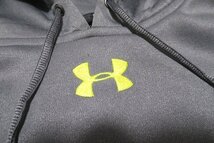 z11644:UNDER ARMOUR(アンダーアーマー）US古着 ロゴ刺繍フリースパーカー スウェットパーカー（209020）灰/MD_画像4