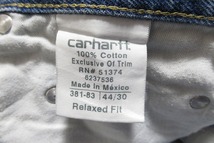 z11672:大きいサイズ carhartt(カーハート）US古着 relaxed fit デニムパンツ バギーパンツ/青/44×30_画像5