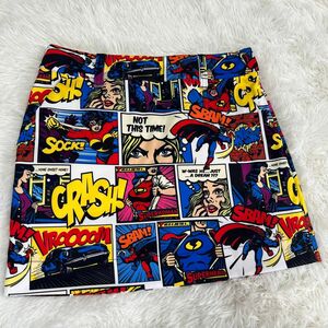 美品　LOUDMOUTH スーパーマン　派手　総柄　ゴルフスカート Lサイズ