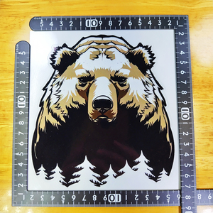 くま メタリックベース ステッカー15.5x14.5(cm) Bear06　　 [熊 ベアー 野生 動物 自然 山 アウトドア]