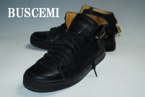 ◆DSC6213◆驚愕の2999円～完全売り切り！BUSCEMI/ブシェミ/イタリー/26.5～27㎝/黒/良品/MID/高級上質レザー/熟練の職人技巧！高級革靴！