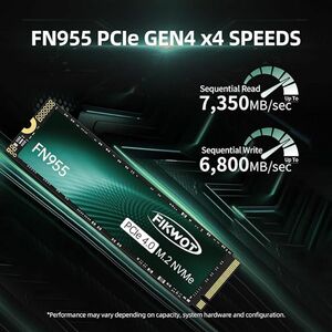 Fikwot FN955 2TB SSD M.2 2280 PCIe Gen4 x4 NVMe最大R7350MB/s 