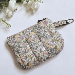  hand made Liberty quilt Mini pouch change purse . card-case Crea o-do yellow 