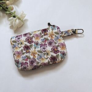  hand made Liberty quilt Mini pouch change purse . card-case sink obmi- pansy purple 