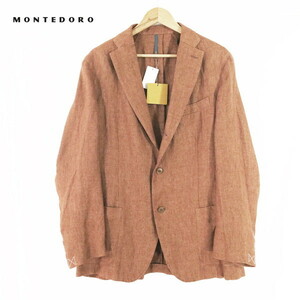 ＊60%OFF新品 モンテドーロ MONTEDORO 春夏 メンズ アンコン ジャケット 定価110,000円(税込) サイズ46(M) ネイビー 麻 クラシコ MJK1400M