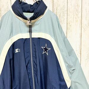 90s STARTER スターター NFL Dallas Cowboys ダラス・カウボーイズ フルジップ ナイロンジャケット ウィンドブレーカー XL USA古着