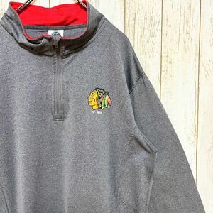 NHL Chicago Blackhawks シカゴ・ブラックホークス ハーフジップ スウェット トレーナー L USA古着 アメリカ古着