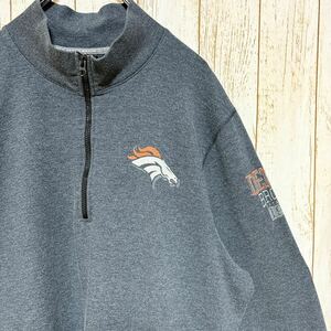 47Brand NFL Denver Broncos デンバー・ブロンコス プリント ハーフジップ スウェット トレーナー XL USA古着 アメリカ古着