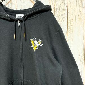 NHL Pittsburgh Penguins ピッツバーグ・ペンギンズ プリント フルジップ スウェット パーカー M USA古着 アメリカ古着