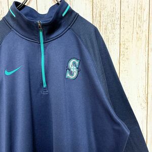 NIKE ナイキ MLB Seattle Mariners シアトル・マリナーズ ハーフジップ スウェット トレーナー 3XL メジャーリーグ USA古着 アメリカ古着