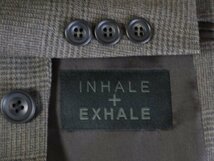 M756○INHALE×EXHALE○美品○サイズL・２釦・背抜き・茶グレーチェックシングルスーツ・ビジネス_画像3