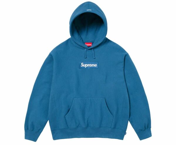 Supreme box logo hooded sweatshirt blue Large