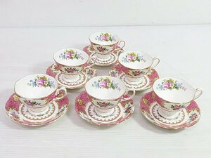 ∞ ROYAL ALBERT ロイヤル・アルバート Lady Carlyle レディカーライル カップ ソーサー 6客セット B級品 茶器 現状 □H8