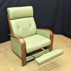 *karimoku Karimoku * original leather * reclining sofa motion sofa 1 seater .1P single pair put ottoman high back B