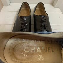 CHANEL VINTAGE シャネル ヴィンテージ MADE IN ITALY イタリア製 CC ココマーク ロゴ レザーシューズ 36 1/2 ダークブラウン アーカイブ_画像5