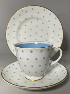  Suzy Cooper Star a start squirrel k blue gold paint Trio C cup & saucer & plate 