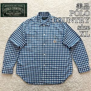 美品 POLO COUNTRY チェックシャツ XL ポロカントリー RRL polo ralph lauren sportsman ポロラルフローレン ダブルアールエル