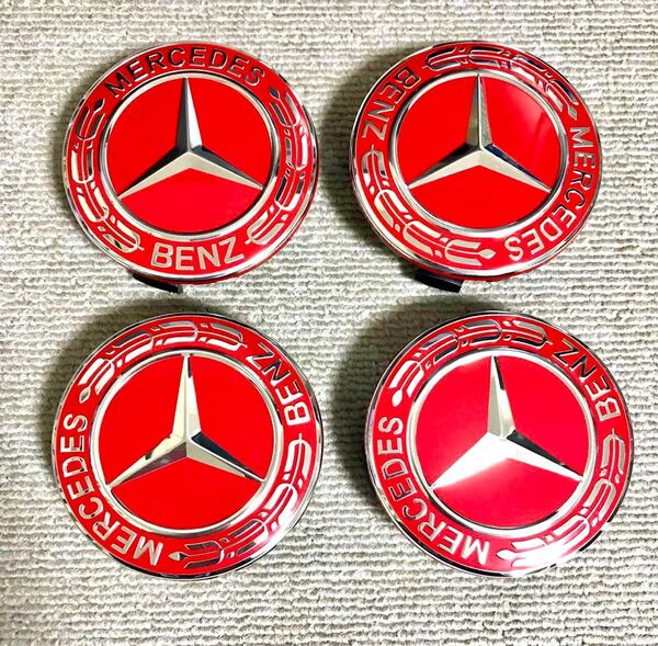 メルセデスベンツ　benz ホイールセンターキャップ　ハブキャップ　75mm レッド