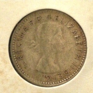 ◆オーストラリア◆6ペンス銀貨■1955年/1955 Australia Queen Elizabeth II Sixpence Silver Coinの画像2
