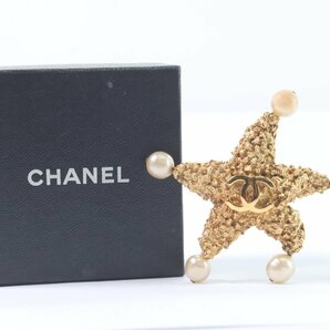 CHANEL シャネル 93P ヒトデ フェイクパール ゴールドカラー ブローチ ヴィンテージ アクセサリー 3363-Aの画像1