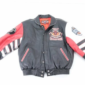 CHICAGOBULLS シカゴブルズ ジェフハミルトン NBA オール レザー スタジャン CHAMPION ブルゾン サイズL 3597-NAの画像1