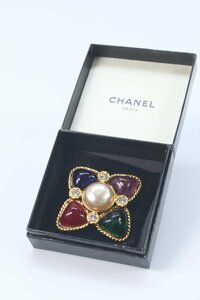 CHANEL シャネル ブローチ 23 カラーストーン パール ゴールドカラー ファッション アクセサリー 3663-B