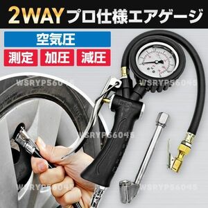 タイヤゲージ エアゲージ 2way プロ仕様 オイル式 メーター テスター 空気圧 加圧 減圧 測定 車 トラック 空気入れ タイヤ 交換 E346