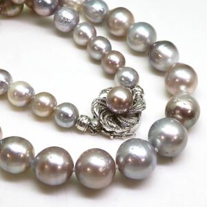 ＊K14WG南洋黒蝶真珠ネックレス＊m 約66.8g 約45.0cm 8.5~12.0mm パール pearl jewelry necklace accessory DD0/EB0