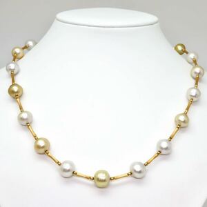 ＊南洋白蝶真珠ゴールデンパールステーションネックレス＊m 約40.3g 約50.5cm 9.5~11.5mm pearl jewelry necklace accessory EA0/EB0