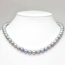 大珠!!＊アコヤ本真珠ネックレス＊m 約42.1g 約43.0cm 約8.0~8.5mm あこや pearl necklace accessory jewelry silver EA0/EB0_画像2