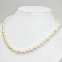 ＊アコヤ本真珠ネックレス＊m 約38.1g 約44.5cm 約7.5~8.0mm 大珠 あこや pearl necklace accessory jewelry silver DH0/EB5_画像3