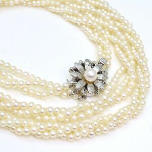 ＊アコヤ本真珠ベビーパール3連ロングネックレス＊m 約25.0g 約68.0cm 約2.5~3.0mm あこや pearl necklace accessory jewelry silver DA0