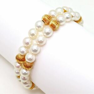 ＊K18アコヤ本真珠ブレスレット＊m 約20.1g 約17.5cm 約6.0mm パール pearl bracelet jewelry EB0/EB2