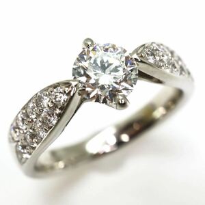 鑑別書付き!!＊Pt900天然ダイヤモンドリング＊m 約5.3g 約9.0号 約0.243/0.56ct diamond jewelry ring 指輪 FA9/FA