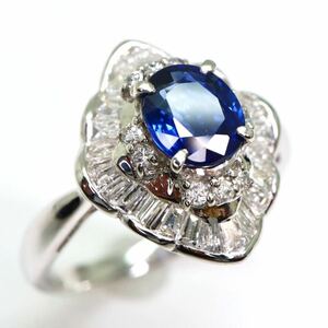 ソーティング付き!!＊Pt900天然サファイア/天然ダイヤモンドリング＊m 約4.8g 約12.0号 sapphire diamond ジュエリー ring指輪 EC8/EC8