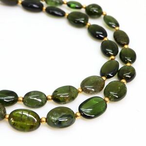 ＊K18天然グリーントルマリンネックレス＊m 約16.8g 約45.0cm green tourmaline necklace jewelry DB0/DE0