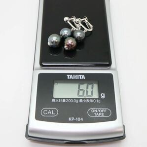 ＊K14WG南洋黒蝶真珠イヤリング＊m 約6.0g 約9.0~9.5mm 黒真珠 Black Butterfly Pearl earring pierce jewelry DI5/DI5の画像6