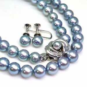 箱・保証書付き!!＊TASAKI(田崎真珠)アコヤ本真珠ネックレス・K14WGイヤリング＊m 36.7g 43cm pearl necklace jewelry silver EE1/EF0