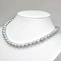 大珠!!良品!!＊アコヤ本真珠ネックレス＊m 約48.1g 約43.5cm 約8.5~9.0mm あこや パール pearl necklace jewelry silver DA5/EB5_画像3