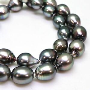 ＊南洋黒蝶真珠ネックレス＊m 約62.4g 約44.0cm 9.0~12.0mm 黒真珠 パール pearl jewelry necklace accessory silver EB0/EB0